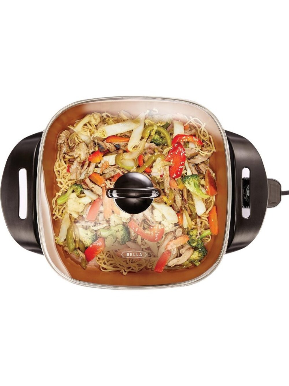 12x12 Electric Skillet & Frying Pan with Glass Lid - Non-Toxic, Copper Coating